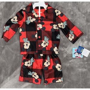 Mickey Mouse 2 Piece Pajama Set Size 12 Months red black